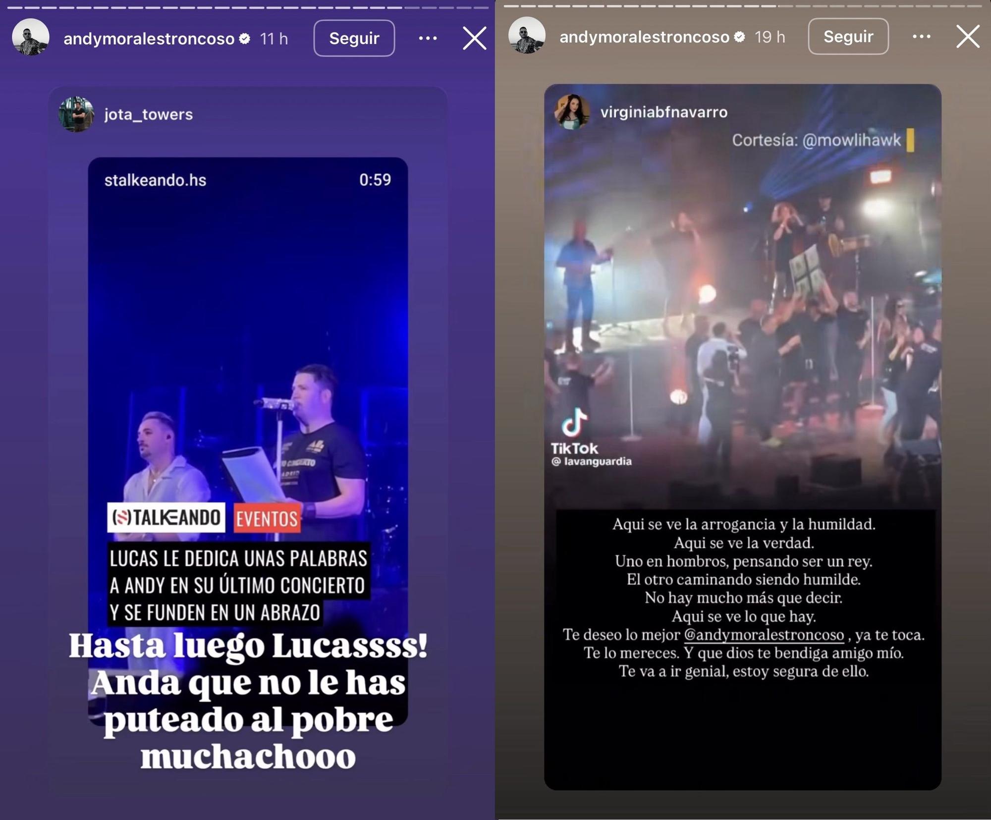 Las stories compartidas por Andy.