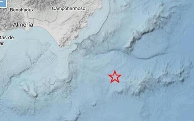 El epicentro del terremoto de 5,5 frente al Cabo de Palos en la costa de Almería. / IGN El epicentro del terremoto de 5,5 frente al Cabo de Palos en la costa de Almería.