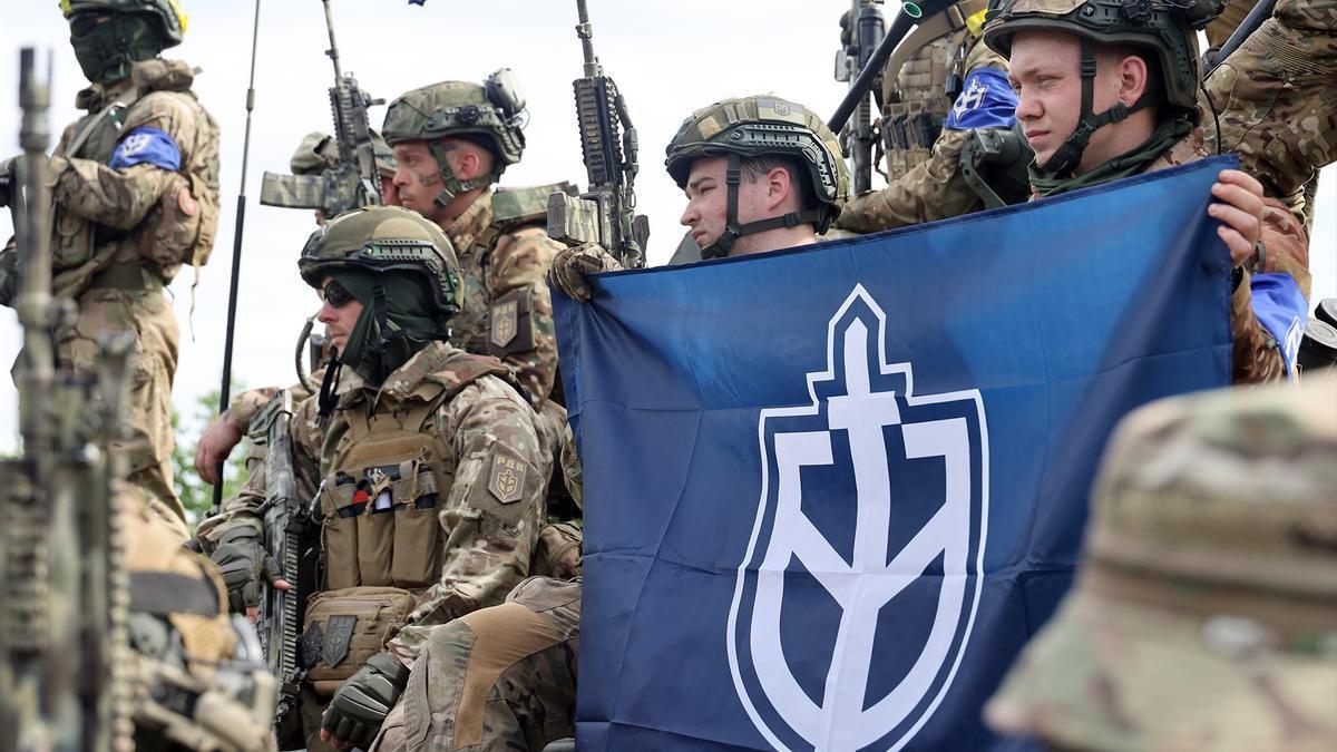 Paramilitares de la Legión Libertad de Rusia.