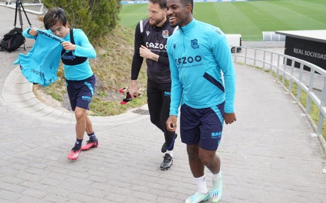 Último entrenamiento de la Real Sociedad antes del partido contra la Roma