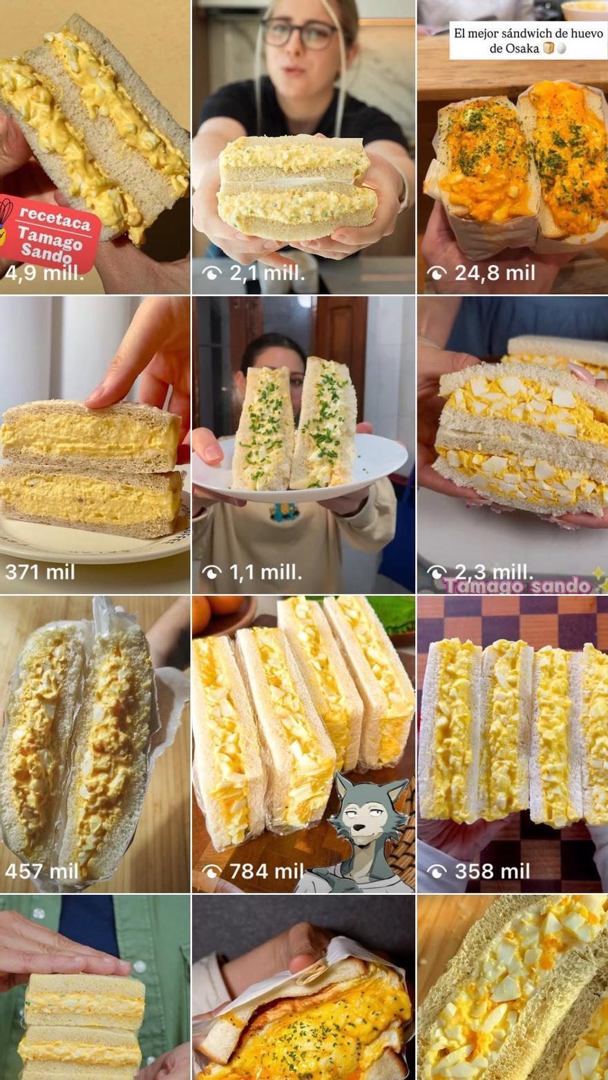 Tamago sando en el buscador de Instagram