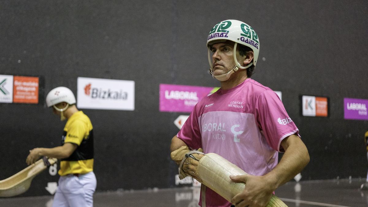 Erkiaga, durante un lance de las quinielas del Grand Slam de Gernika.