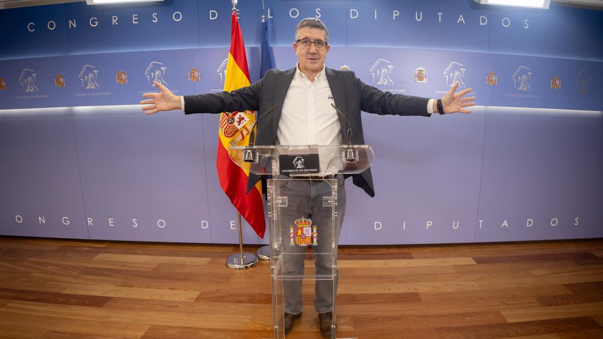 Patxi López, durante su comparecencia.