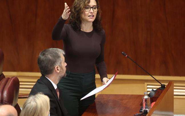 La presidenta de la Comunidad de Madrid, Isabel Díaz Ayuso, durante el pleno de la Asamblea de Madrid
