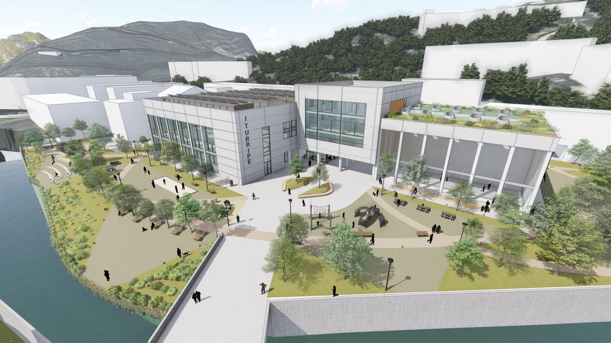 Infografía del nuevo Iturripe que se construirá y del parque urbano en su entorno.