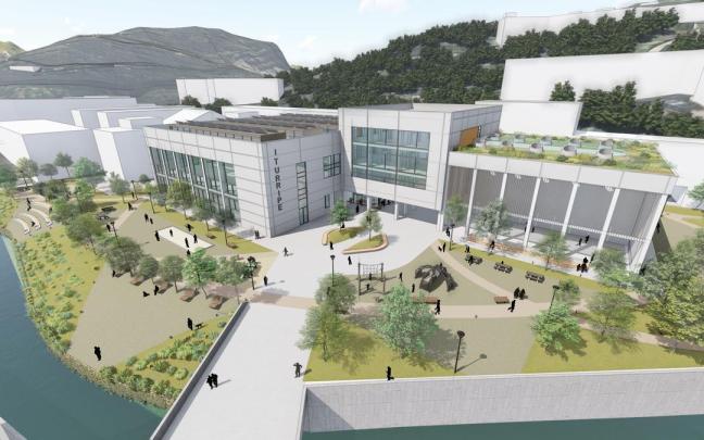 Infografía del nuevo Iturripe que se construirá y del parque urbano en su entorno.