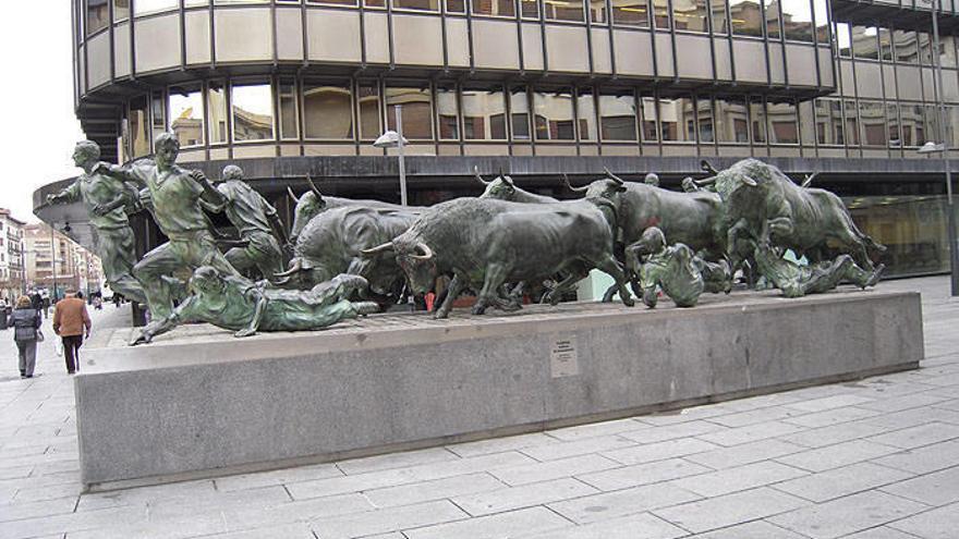 Monumento al Encierro de la avenida de Roncesvalles. Foto: Ayuntamiento de Pamplona