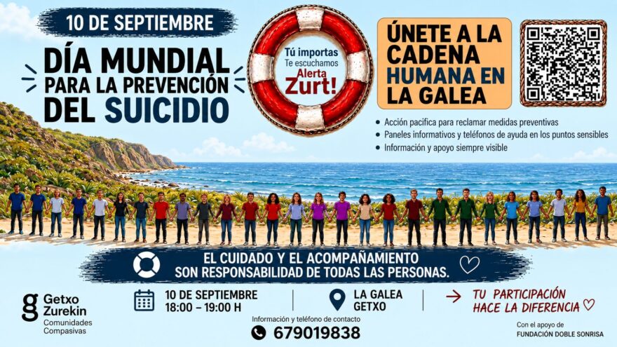 -Getxo Zurekin organizará el próximo jueves en La Galea una cadena humana por el Día Mundial de prevención del suicidio.