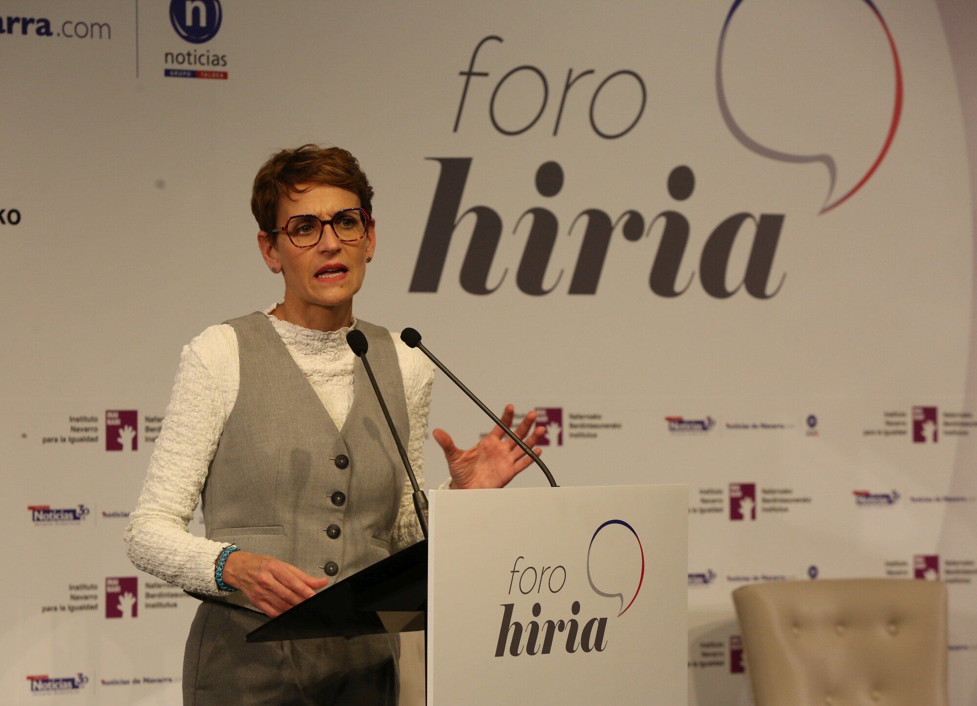 María Chivite, ayer durante el Foro Hiria de Diario de Noticias. Foto: Javier Bergasa