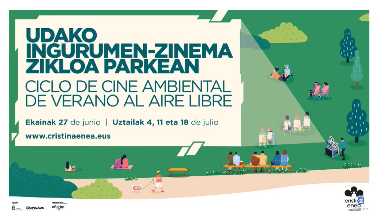 Cartel de la nueva edición del Ciclo de Cine Ambiental de Verano al Aire Libre de Donostia