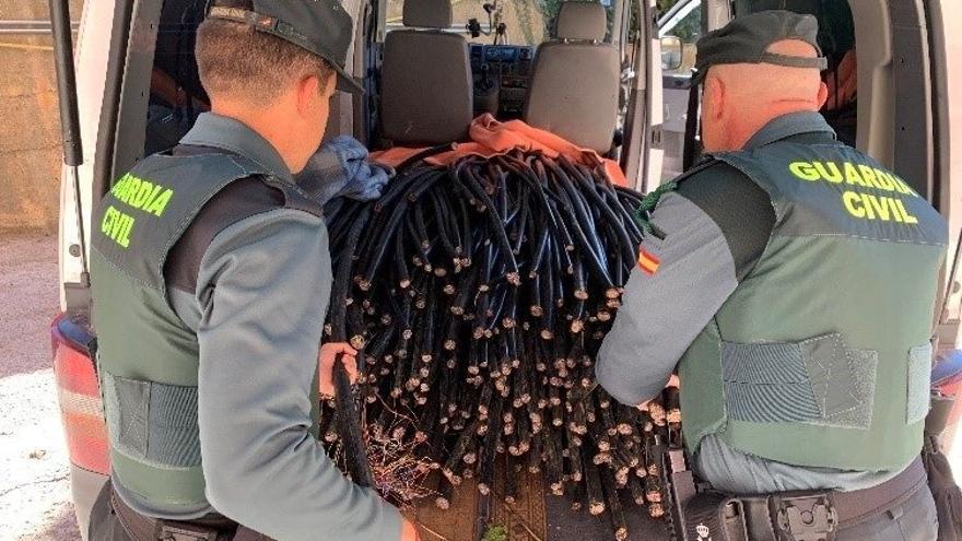 Los 2.200 kilos cable de cobre robados en Huesca. Guardia Civil