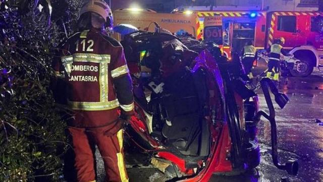Imagen del accidente en Cabezón de la Sal. 112 Cantabria