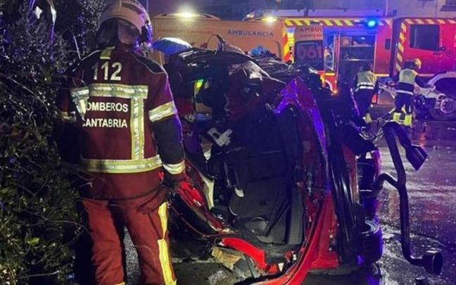Imagen del accidente en Cabezón de la Sal. 112 Cantabria