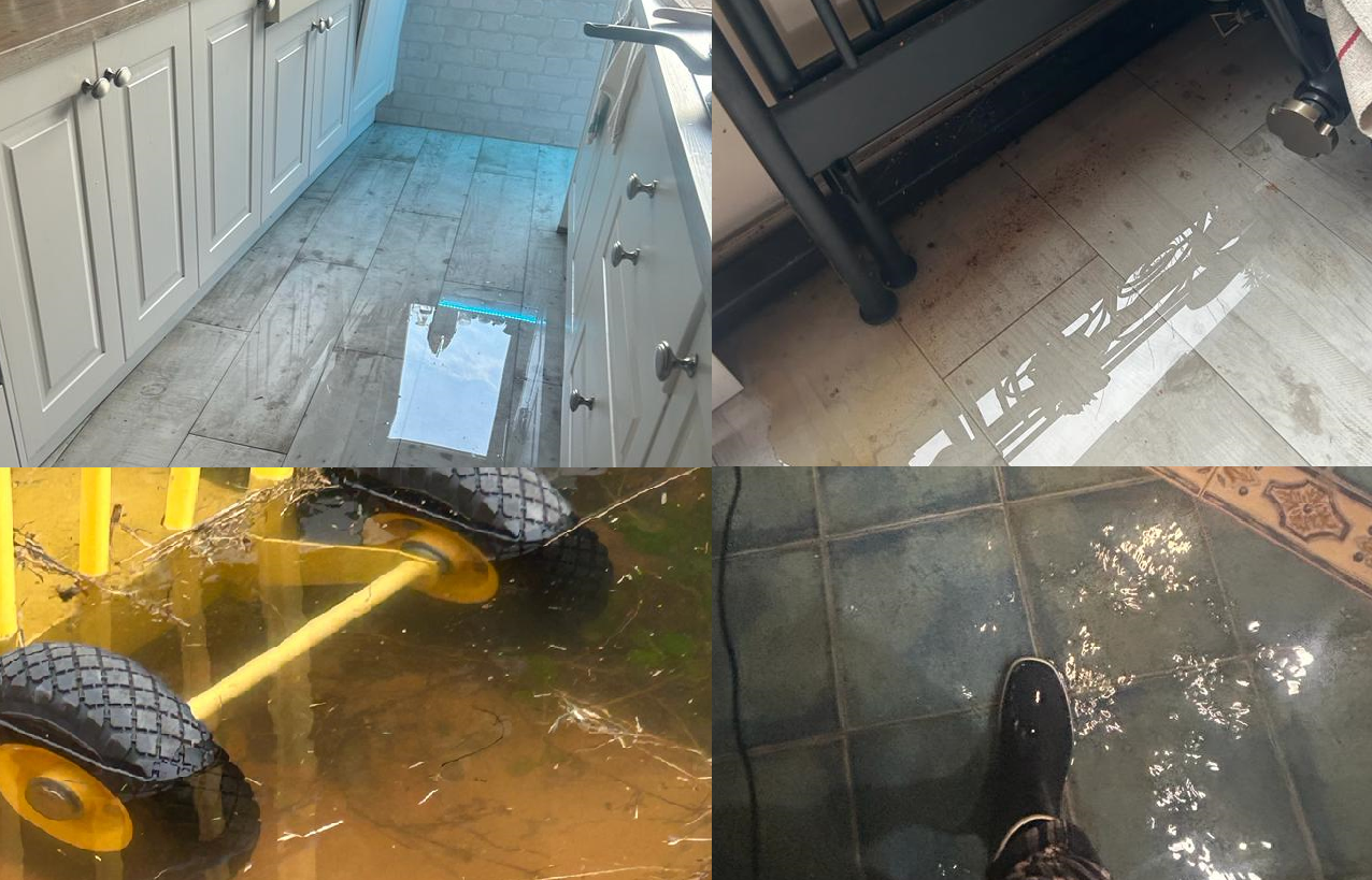 Varias imágenes de las inundaciones sufridas por los vecinos de Mendelu cuando hay mareas vivas