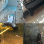 Varias imágenes de las inundaciones sufridas por los vecinos de Mendelu cuando hay mareas vivas