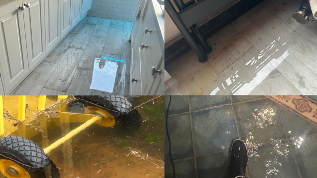 Varias imágenes de las inundaciones sufridas por los vecinos de Mendelu cuando hay mareas vivas