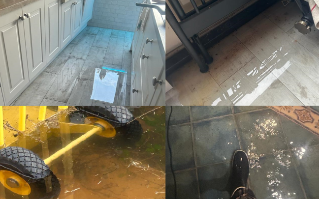 Varias imágenes de las inundaciones sufridas por los vecinos de Mendelu cuando hay mareas vivas