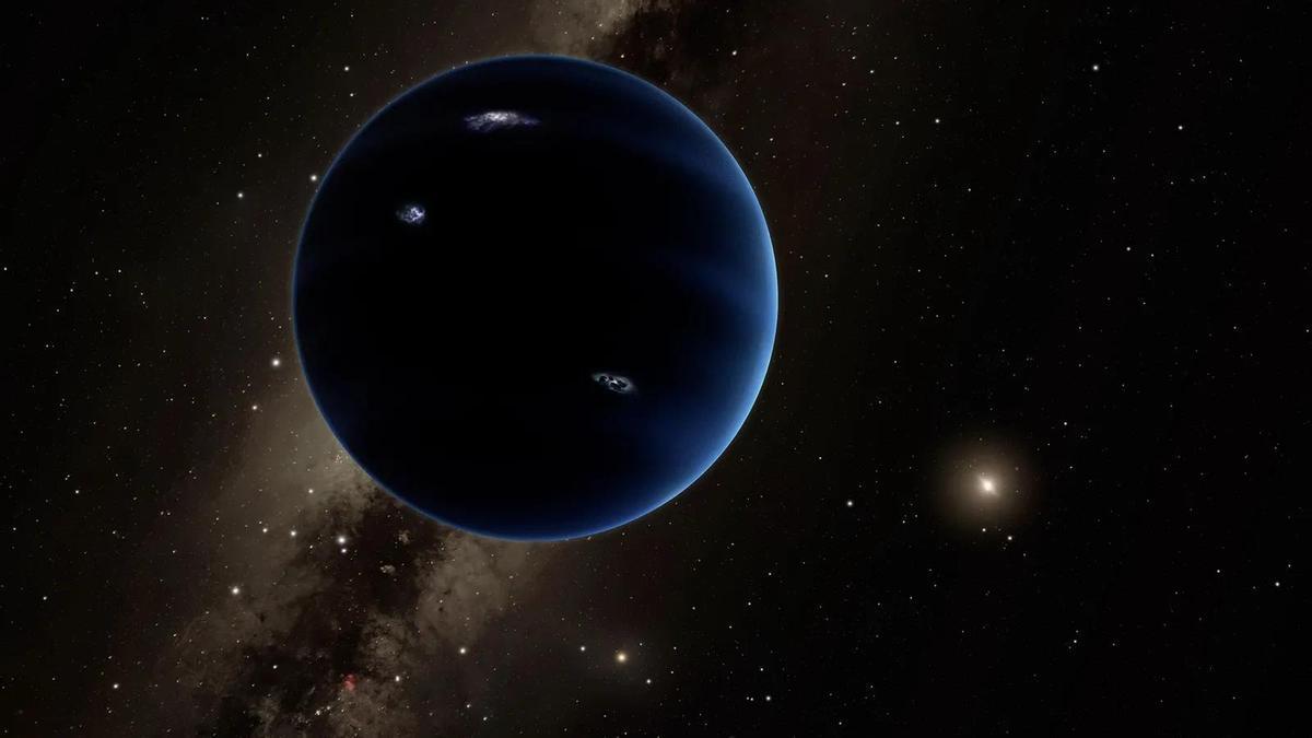 Recreación de Planeta 9, a 150 UA del Sol, gaseoso y más pequeño que Urano y Neptuno.