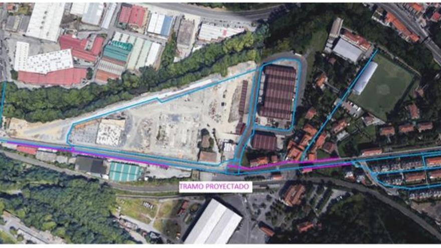 Plano que recoge el ámbito de actuación del proyecto de urbanización de la calle Txomin Egileor