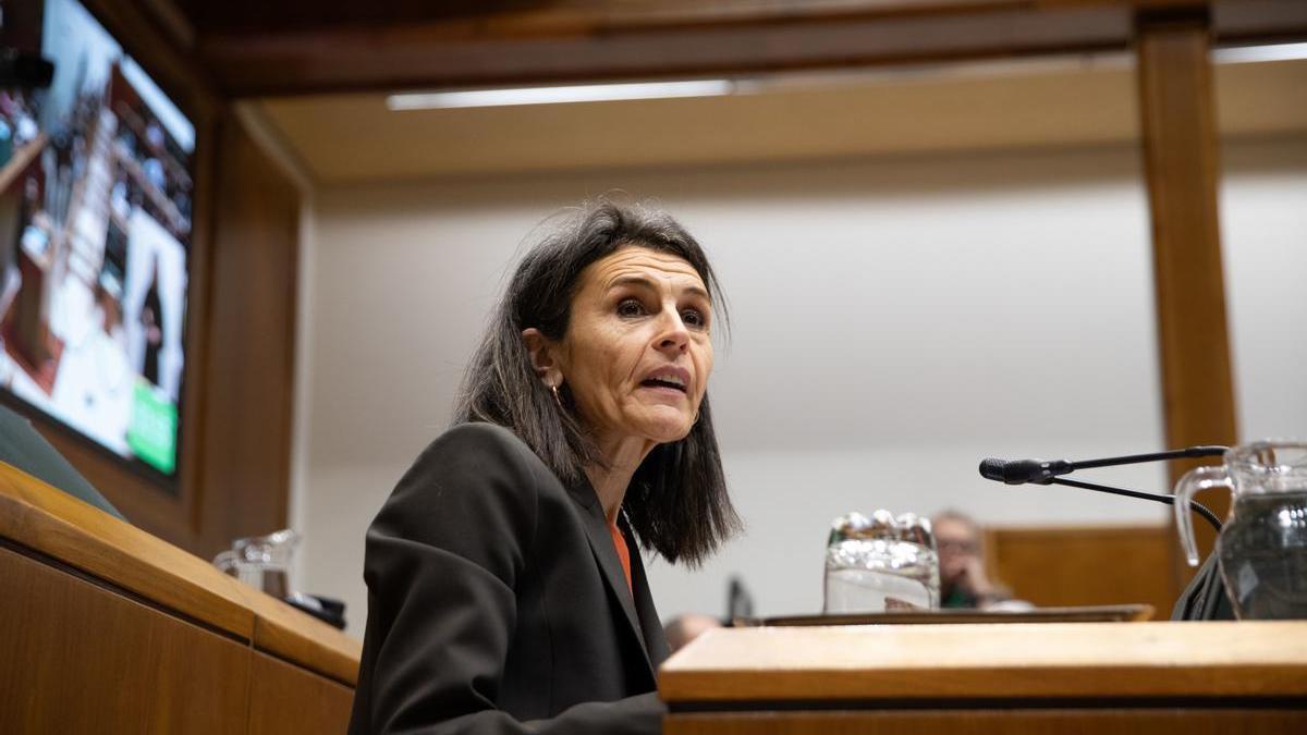 Nerea Melgosa durante una intervención en el Parlamento Vasco.