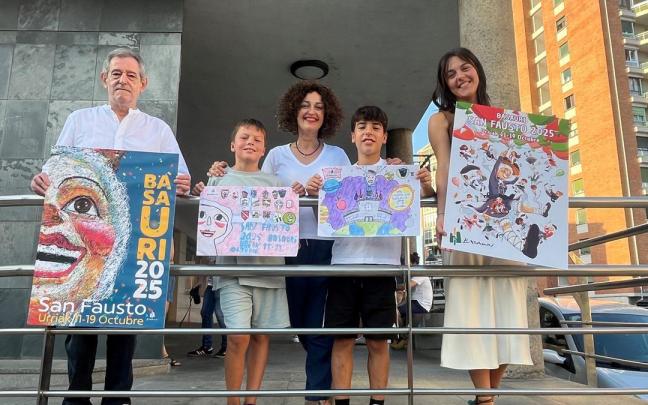 las cuatro obras ganadoras del concurso de cartel de fiestas de Basauri