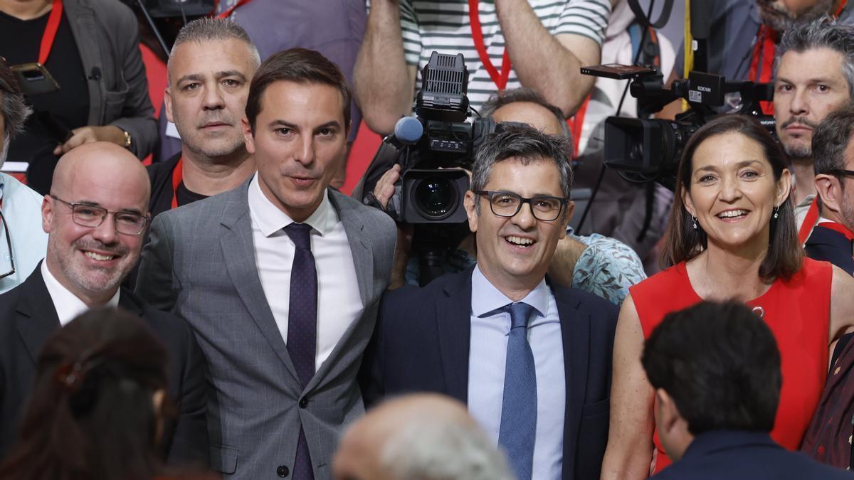 Félix Bolaños junto al delegado del Gobienro en Madrid, el líder del PSM y la candidata socialista a la alcaldía de Madrid.