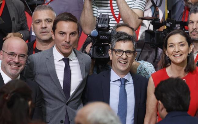 Félix Bolaños junto al delegado del Gobienro en Madrid, el líder del PSM y la candidata socialista a la alcaldía de Madrid.