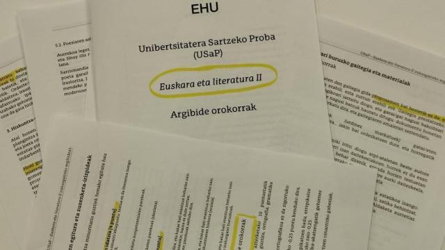 Instrucciones sobre el examen de Euskera y Literatura II de la PAU 2027 que han mandado a los institutos.
