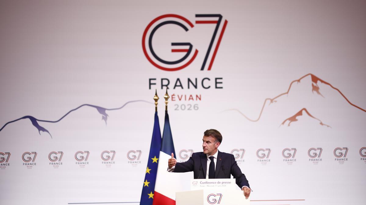 El presidente francés, Emmanuel Macron, al término de la cumbre del G7.