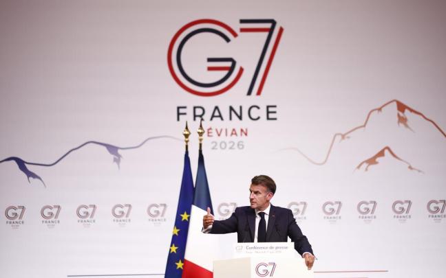 El presidente francés, Emmanuel Macron, al término de la cumbre del G7.
