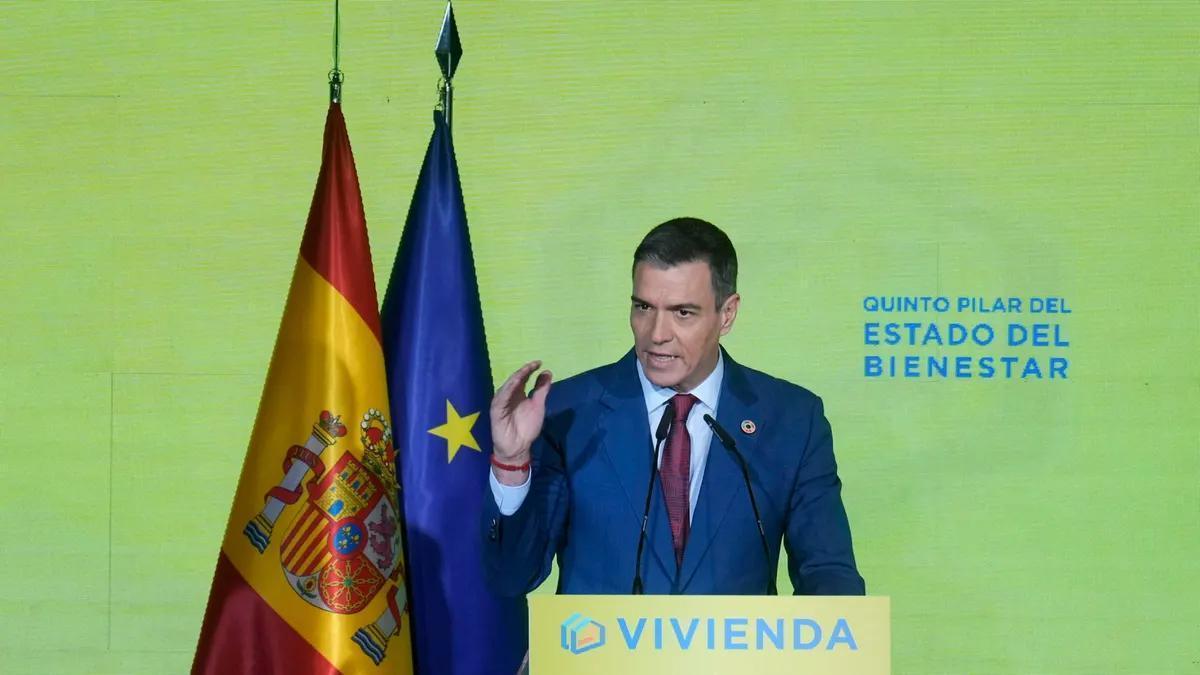 El presidente Sánchez, durante su intervención en el foro sobre vivienda.