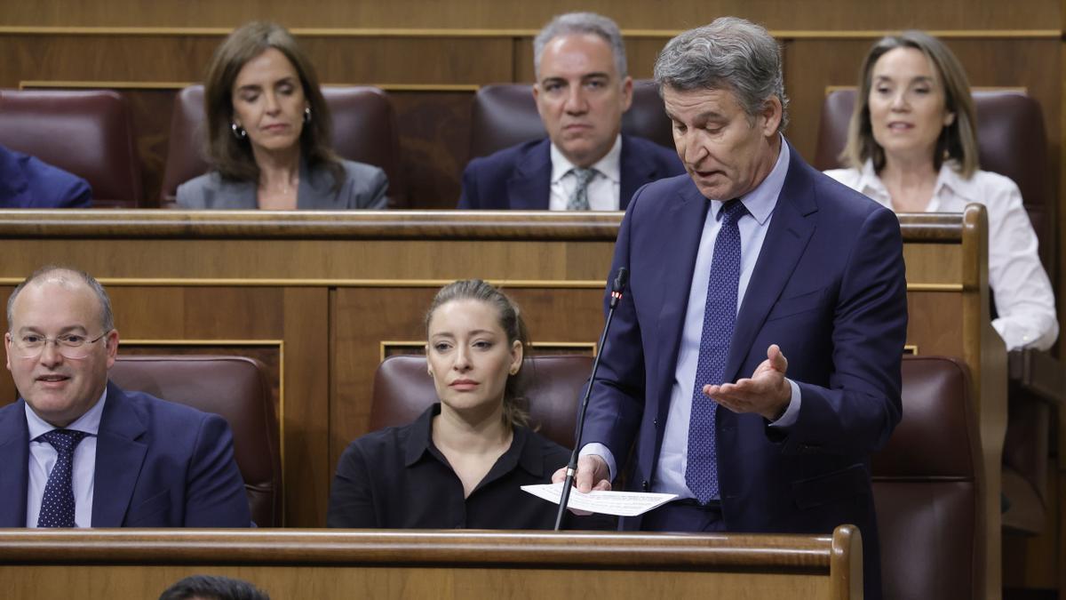 Alberto Núñez Feijóo en la sesión de control al Gobierno de este miércoles.