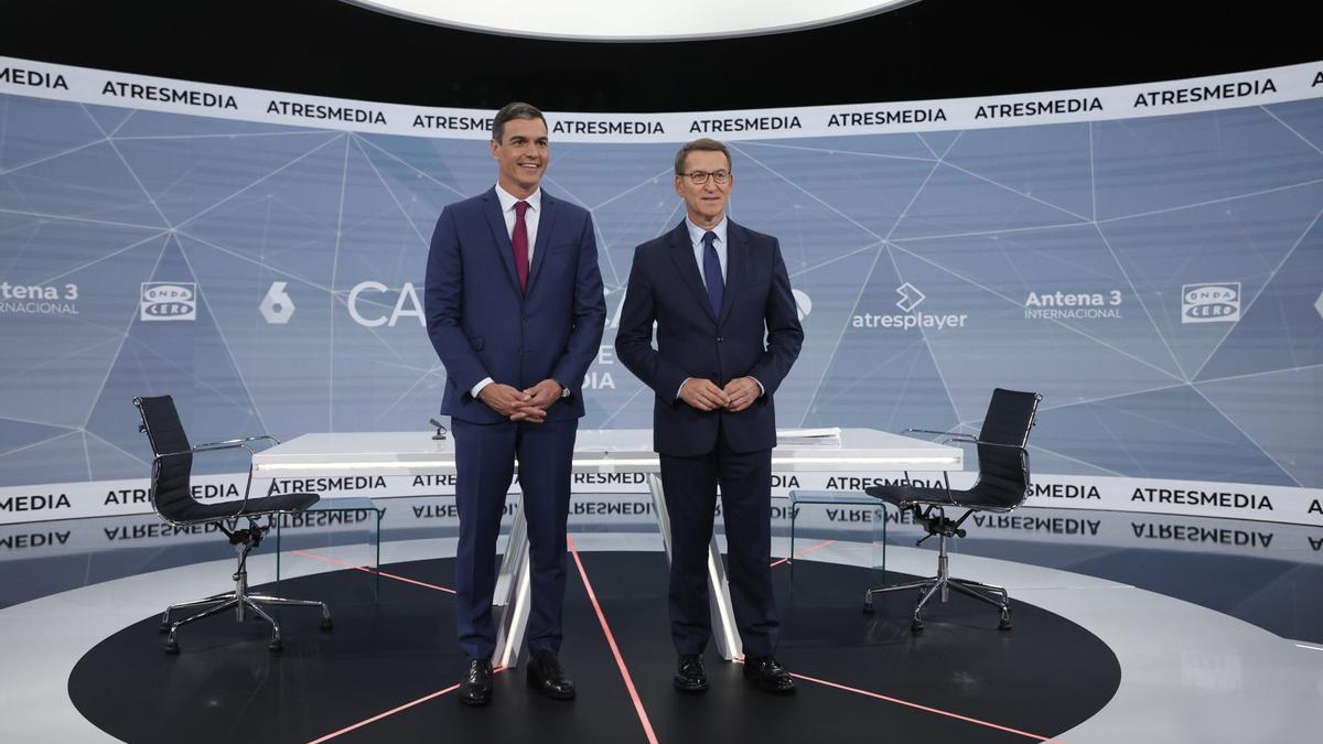 Pedro Sánchez y Alberto Núñez Feijoó en el 'Cara a Cara'