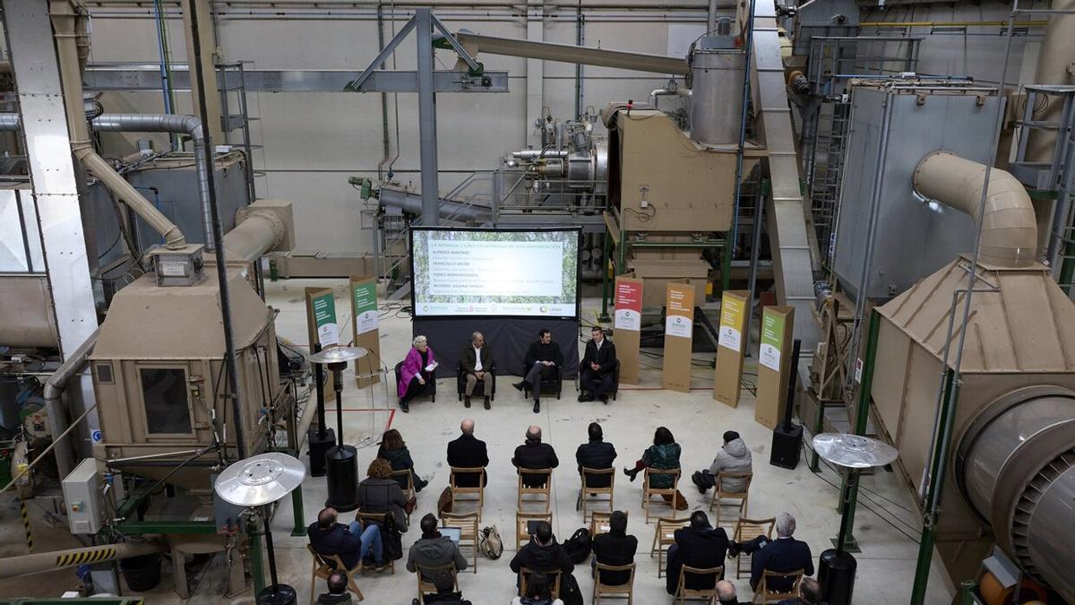 Mesa redonda celebrada en Aoiz sobre la biomasa y la descarbonización.