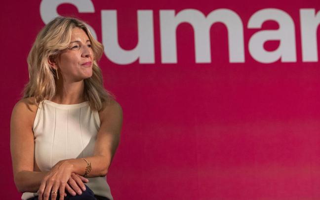 Yolanda Díaz, durante el acto político en Cádiz