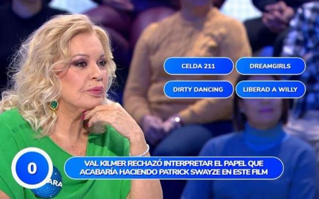 Bárbara Rey en 'Pasapalabra' durante la prueba tras la que amagó con irse del plató. Bárbara Rey en 'Pasapalabra' durante la prueba tras la que amagó con irse del plató.