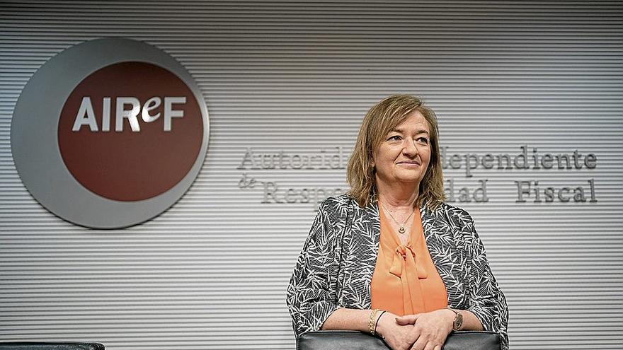 La presidenta de la AIReF, Cristina Herrero, durante la presentación de uno de los últimos informes de la institución.