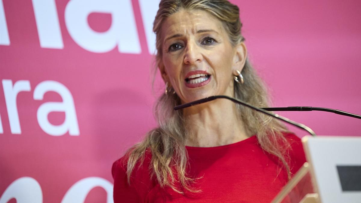 Yolanda Díaz, durante la conferencia política de Sumar de Madrid, 22 de noviembre de 2025.