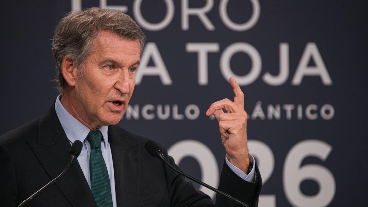 Alberto Núñez Feijóo, durante su intervención en el Foro La Toja.