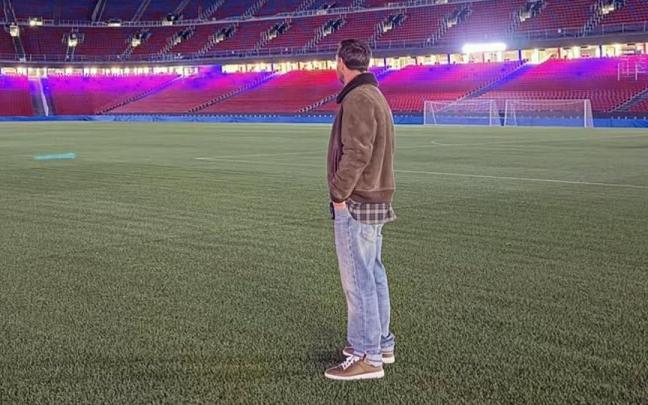 Messi en su visita al Spotify Camp Nou.