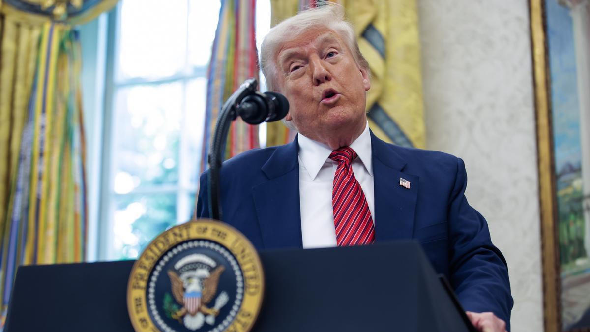 Trump interviene en el Despacho Oval de la Casa Blanca.