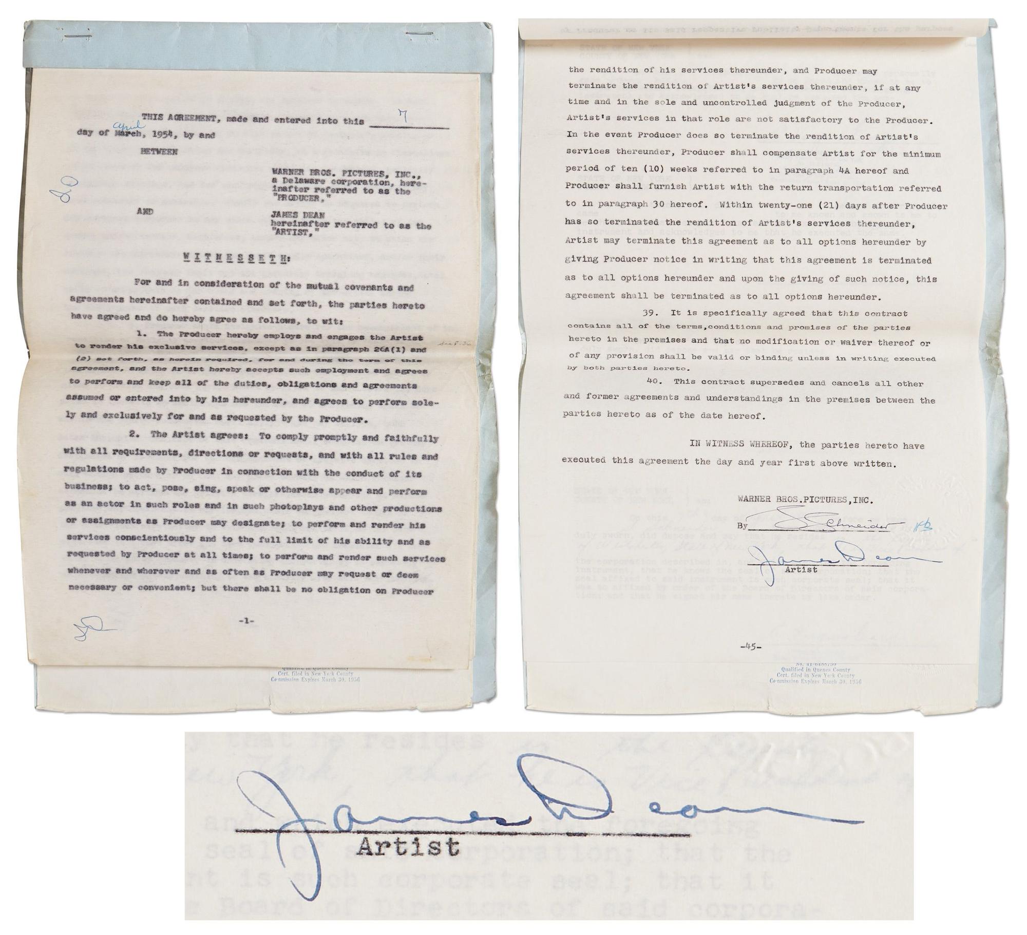Contrato de la Warner Bros con el actor.