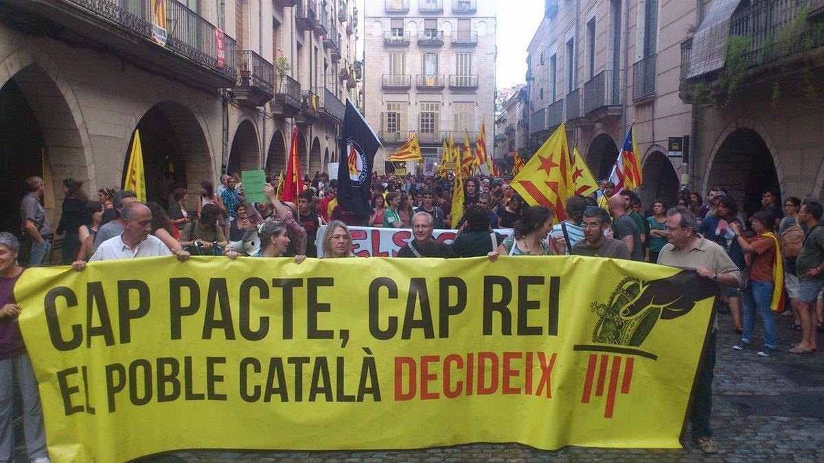 Protesta contra la monarquía en Girona, en una imagen de archivo.