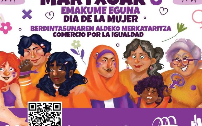 Arte en el comercio de Basauri por el 8-M