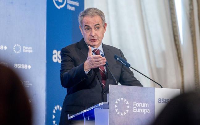 El expresidente del Gobierno, José Luis Rodríguez Zapatero, durante un desayuno informativo de Nueva Economía Fórum.