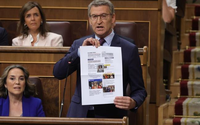 Feijóo en la última sesión de control antes de las elecciones europeas.