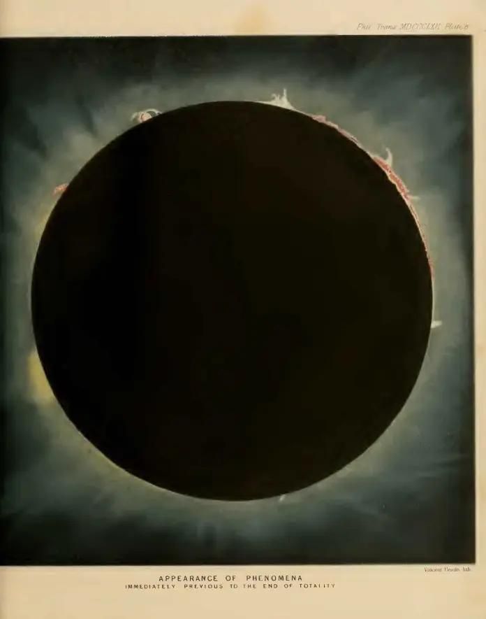 Fotografía del Eclipse Total de sol de 1860 realizada por Warren de la Rue