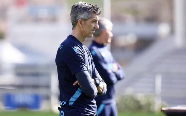 Imanol Alguacil, durante un entrenamiento en Zubieta.