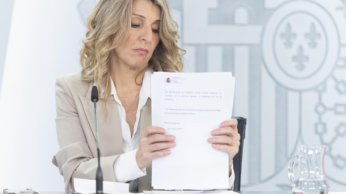 La vicepresidenta segunda y ministra de Trabajo y Economía Social, Yolanda Díaz.