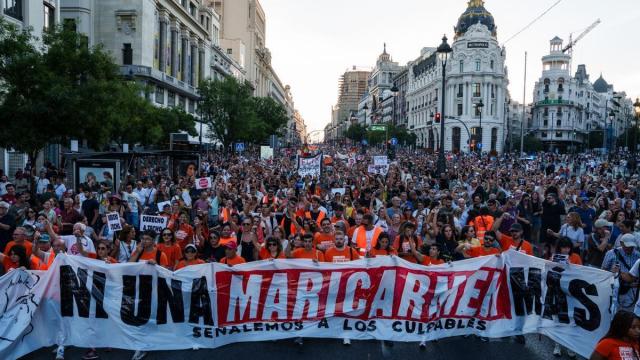 Manifestación en repulsa por el desahucio de Maricarmen Abascal (Madrid)